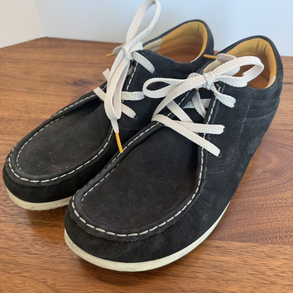 Ecco Mind Moccasin Sneaker Lace Up Men Size EU 44 US 10.5 Black Suede